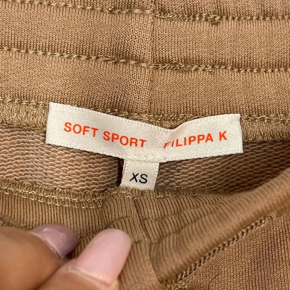 Filippa K Soft Sport Reverse Striped Shorts in Almond Women's Size XS Activewear